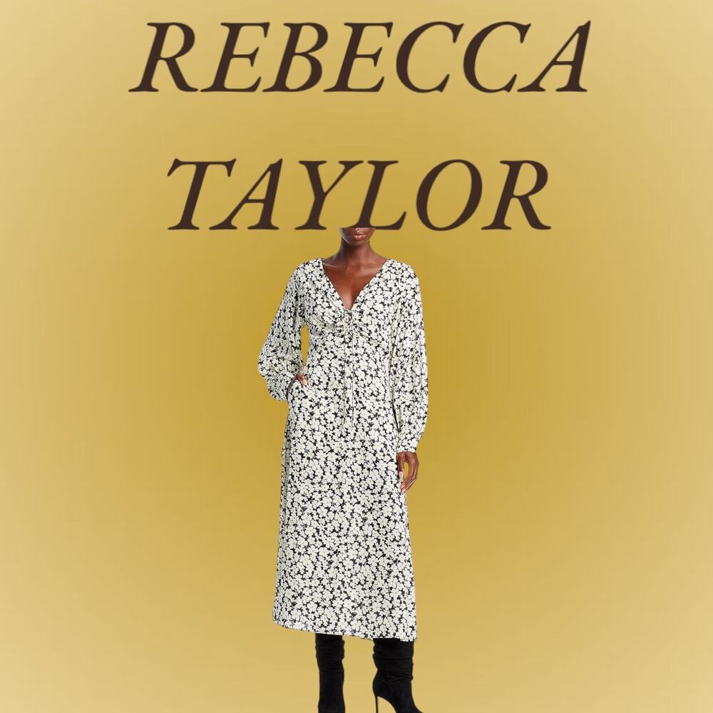 Rebecca Taylor Paige Floral Print Maxi Dress With Ruching Size 4 L131215